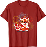 Happy Chinese New Year 2025 Lion Dance Chinese New Year Lunar New Year T-Shirt - Cranberry Red