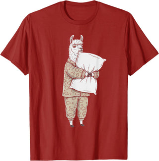 Sleeping & Napping Funny Designs For Nap Lovers Funny Sleepy Llama Alpaca Pajama Women Kids Boys And Girls T-Shirt - Cranberry Red