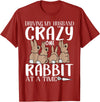 Funny Rabbits Gift Crazy Rabbit Lovers One Rabbit T-Shirt in Cranberry Red