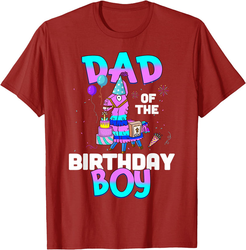 Llama Boys Kids Lovers Dad Fathers Creations Llama Birthday T-Shirt; Birthday Boy Shirt for Dad Father T-Shirt - Cranberry Red