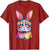 Funny Bunny Easter Rabbit Sunglasses Tie Dye Men Women Kids T-Shirt in Cranberry Red