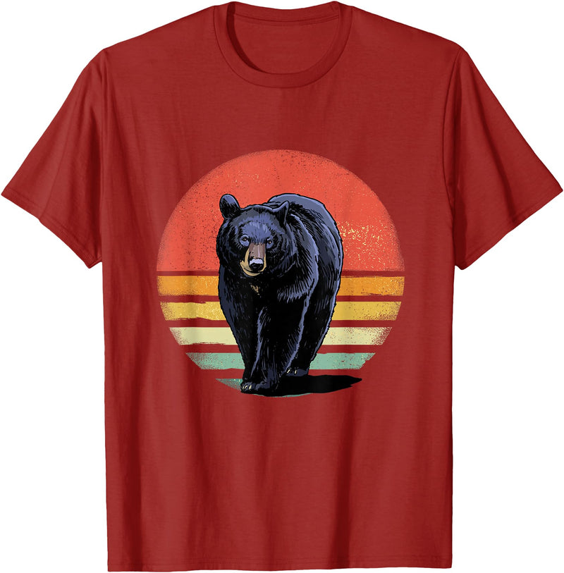 Wowsome! Retro Vintage Black Bear T-Shirt - Cranberry Red