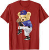 BERSLL Cute Teddy Bear Baseball Jug Sweatshirt T-Shirt - Cranberry Red
