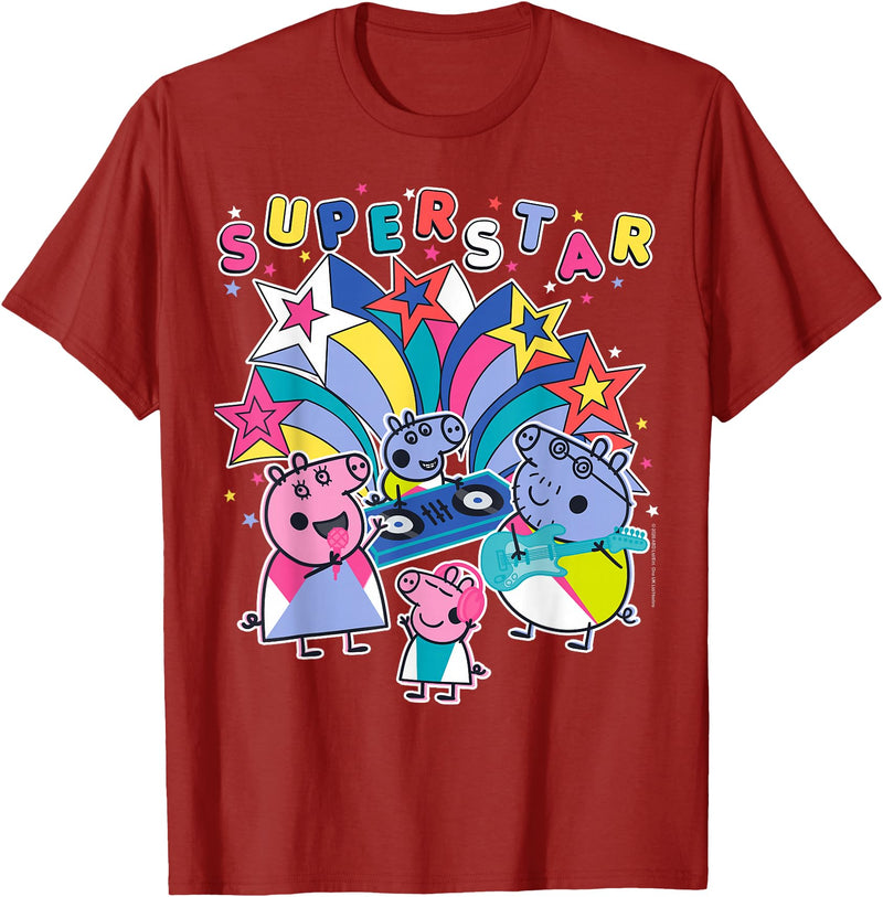 Peppa Pig Super Star Poster T-Shirt - Cranberry Red