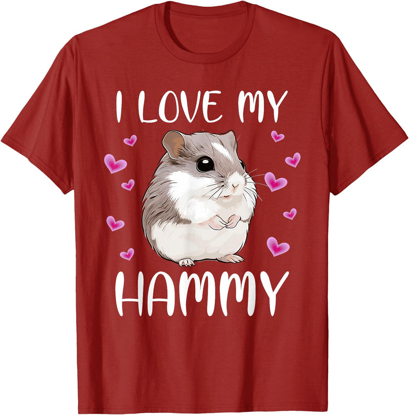 I Love My Hammy Cute Chinese Dwarf Hamster Pet Owner Graphic T-Shirt - Cranberry Red