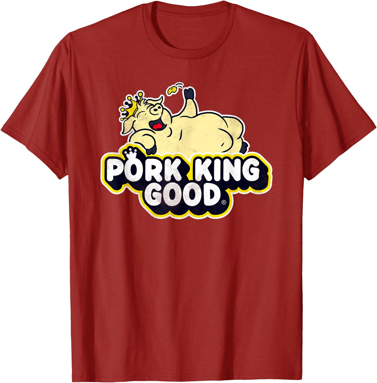 Pork King Good 70's Throwback Pig Logo T-Shirt - Cranberry Red