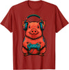 Magical and Funny Pig Farmer Gifts Gamer Pig Gaming T-Shirt - Cranberry Red