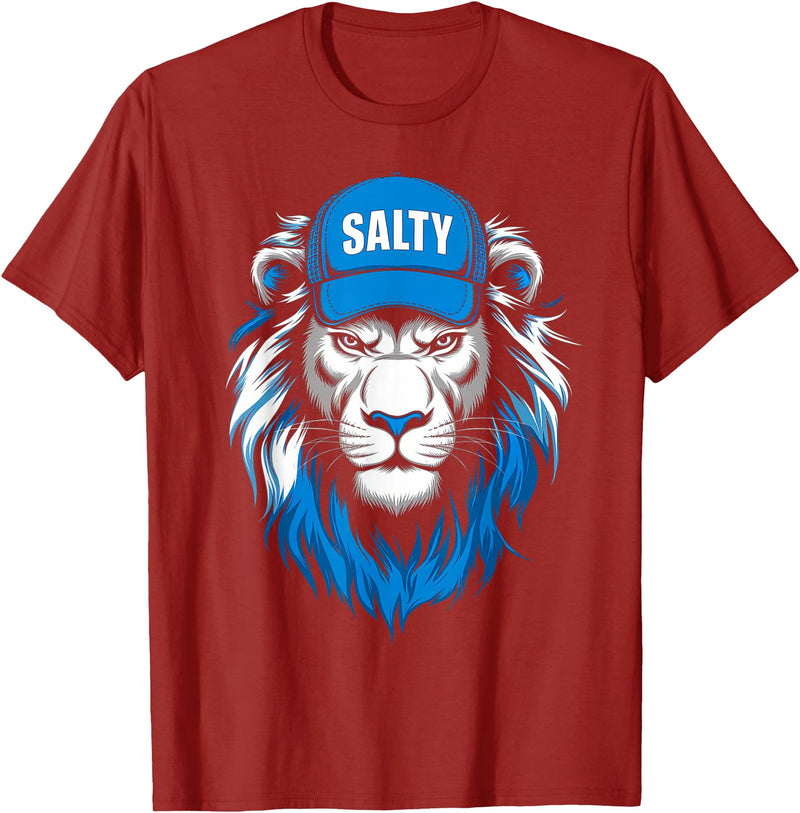 I Liked The Lions Before It Was Cool Tees Blue Lions Salty Wearing Hat Salty Cool Lions Strong Lions T-Shirt - Cranberry Red