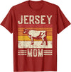 Retro Jersey Gift for Women & Farmer Best Cow Mom Women - Vintage Cattle Jersey T-Shirt - Cranberry Red