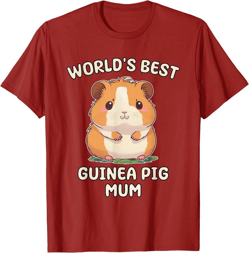 Best & Fun Guinea PIg Designs Funny World's Best Guinea Pig Mum Mama Mom T-Shirt - Cranberry Red