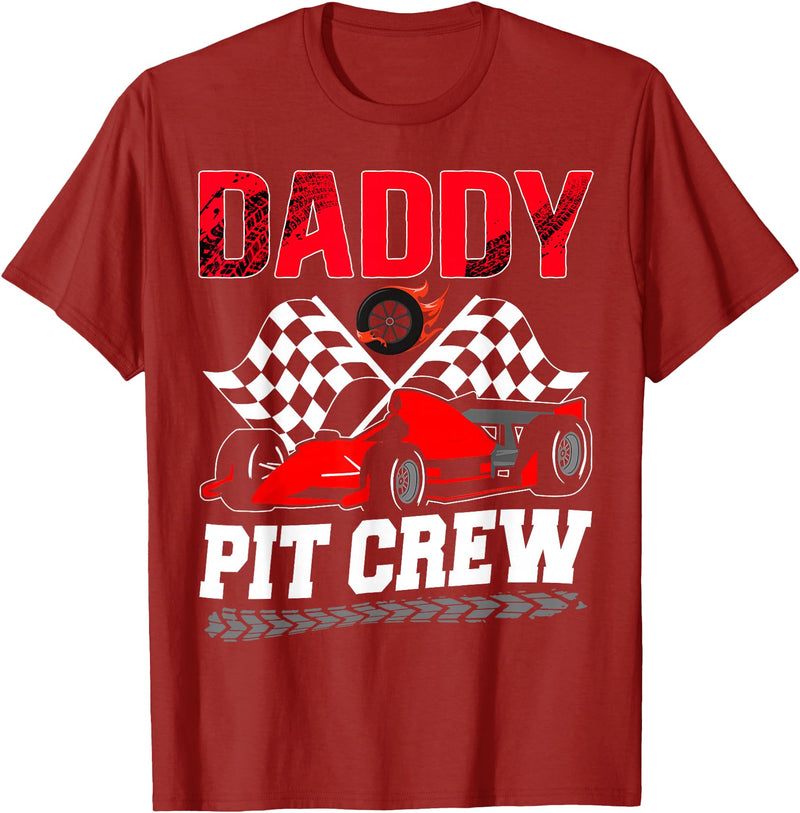 Pit Crew Birthday Boy Funny Party Family Daddy Pit Crew Racing Family Race Car Birthday Boy T-Shirt - Cranberry Red