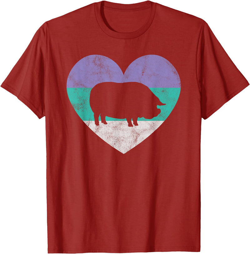 Animal Pet Shirts And Hoodies Retro Vintage Gifts Pot Belly Pig Gift Shirt For Women & Girls Retro Cute T-Shirt - Cranberry Red