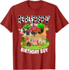 Matching Farm Theme Birthday Shirts By PDQA Daddy of The Bday Boy Farm Animals Matching Farm Theme T-Shirt - Cranberry Red