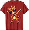 Funny Giraffe Lover Dabbing Giraffe with Sunglasses T-Shirt - Cranberry Red