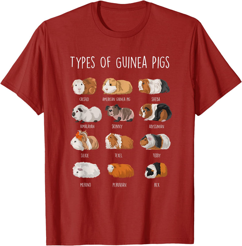 Funny Guinea Pig Sayings Design Shop Guinea Pig Types Of Guinea Pigs T-Shirt - Cranberry Red