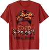 TeeaxArt Spooky Halloween Gifts Messy Bun Spooky Medical Records Pumpkin Halloween Bat T-Shirt - Cranberry Red
