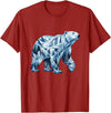 Arctic Polar Bear Mountain Waterfall Nature Arctic Polar Bear Forest Waterfall Landscape T-Shirt - Cranberry Red