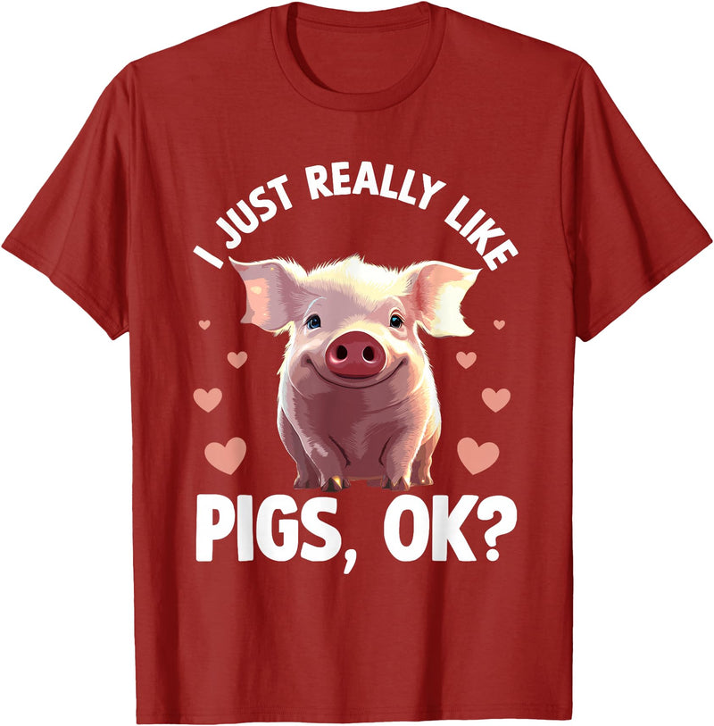 Pig Gift Pig Lover Stuff & Pig Novelty Accessories Funny Pig Design For Men Women Kids Animal Farmer Pig Lovers T-Shirt - Cranberry Red