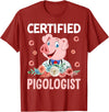 Funny Pig Farm Piggy Farmer Farming Gifts DAIMMER Certified Pigologist T-Shirt - Cranberry Red