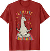 Funny Llama Yoga T-Shirt Llama Llamaste T-Shirt - Cranberry Red