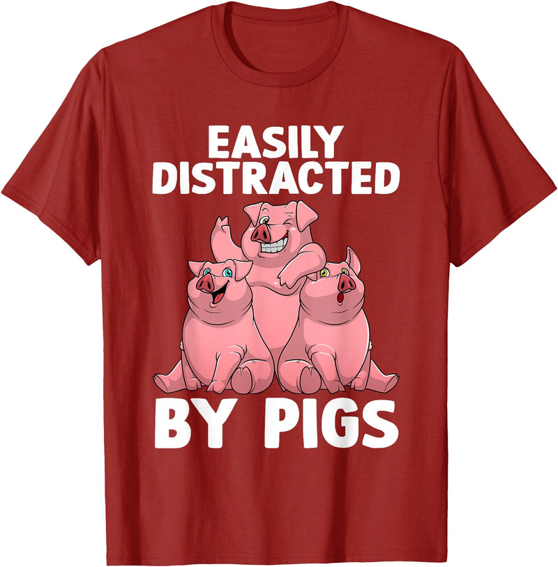 Pig Gift Pig Lover Stuff & Pig Novelty Accessories Funny Pig Design For Men Women Kids Farm Animal Pig Lovers T-Shirt - Cranberry Red