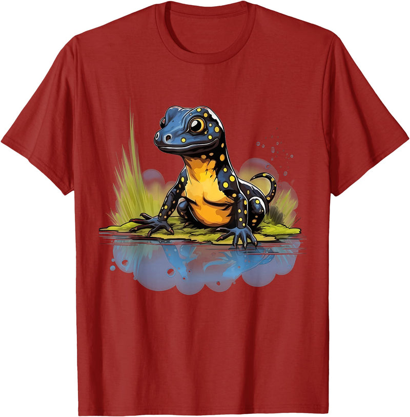 Vintage Style Spotted Salamander Retro Style Spotted Salamander T-Shirt - Cranberry Red