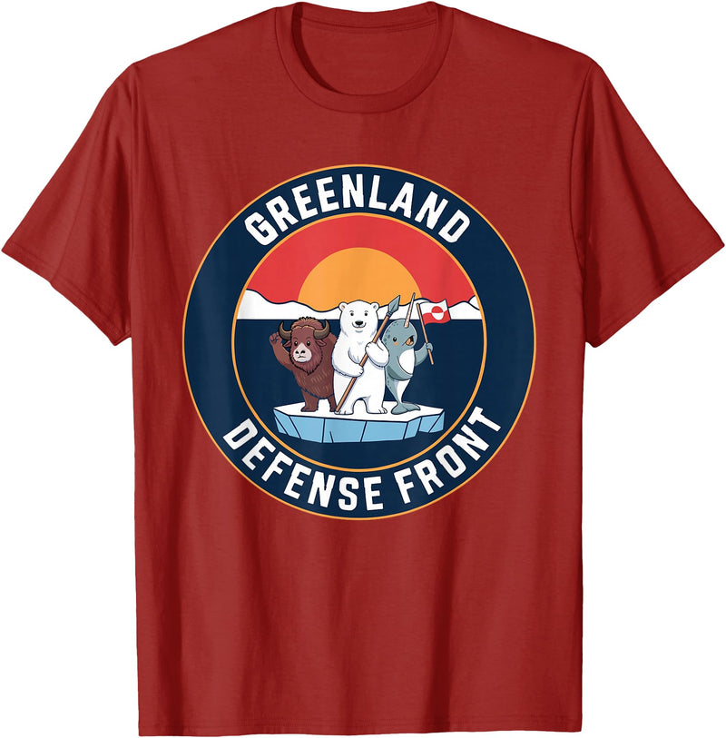 Greenland Defense Front Polar Bear tee Greenland Guard Polar Bear Spear Arctic Emblem T-Shirt - Cranberry Red