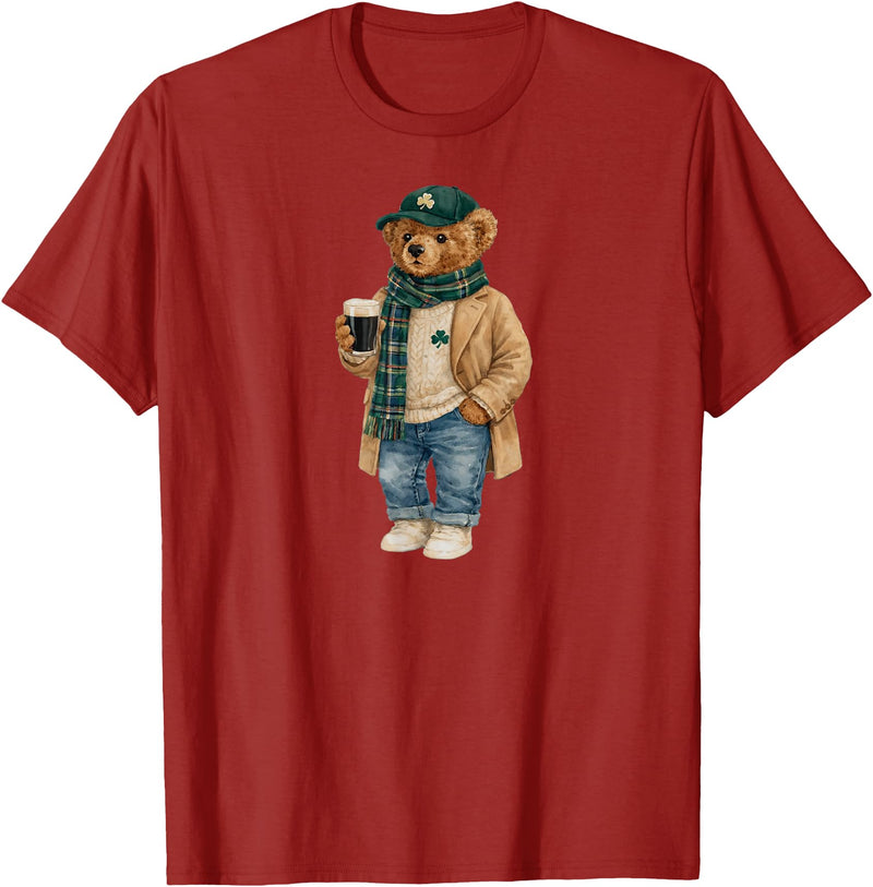 Lucky Teddy Bear St Patricks Day Irish t -shir t Lucky Teddy Bear St Patricks Day Irish T-Shirt - Cranberry Red
