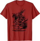 Cute Rabbit Lover Bunny Graphic T-Shirt (Slate Grey) in Cranberry Red
