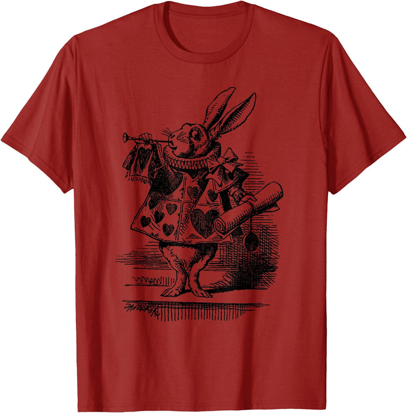 Cute Rabbit Lover Bunny Graphic T-Shirt (Slate Grey) in Cranberry Red