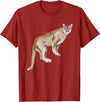 Watercolour Mountain Lion Panther Cougar Cat Lover Watercolour Mountain Lion Animal Art Nature Wildlife Art T-Shirt - Cranberry Red