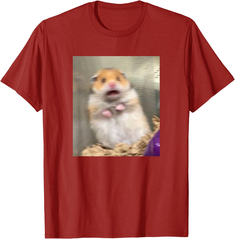 Scared Hamster Meme Funny Pet Owner Dank Trendy T-Shirt - Cranberry Red