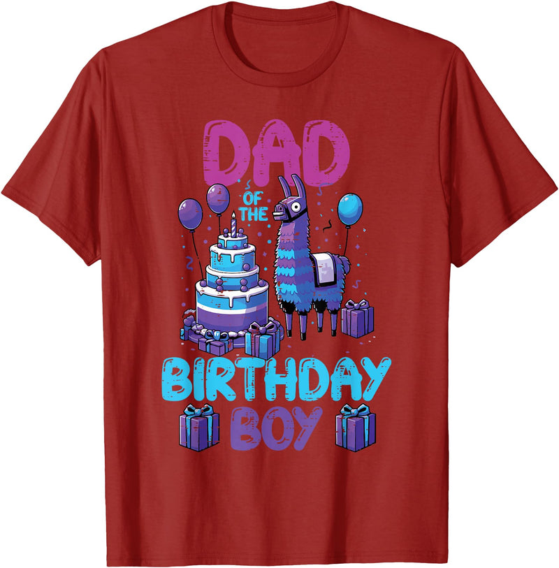 Birthday Party Shirts For Men Women Kids Dad of Birthday Boy Llama Pinata Party Family Matching Men T-Shirt - Cranberry Red