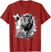 Passion For Sports Style Lion Playing Soccer Sports Team Animal T-Shirt - Cranberry Red