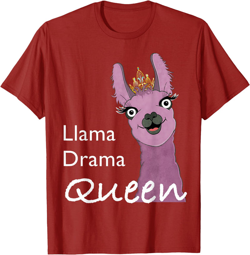 The Packing Llamas Llama drama queen T-Shirt - Cranberry Red