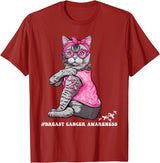 Nad-In October We Wear Pink Funny Cat Pink Ribbon In October We Wear Pink Breast Cancer T-Shirt