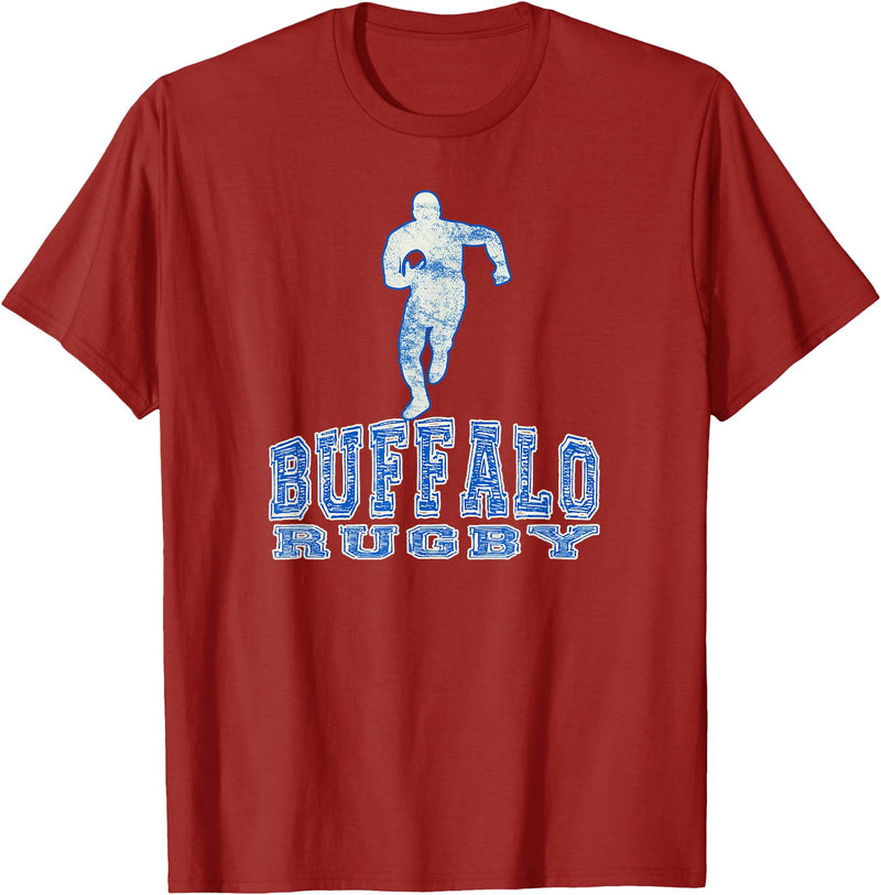 Vintage Buffalo Rugby Merch Vintage Buffalo Rugby with Rugby Player T-Shirt - Cranberry Red