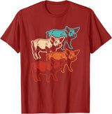 BALARI Retro Pig Vintage Pig Lover Farmer Men Women T-Shirt - Cranberry Red