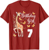 Giraffe Birthday Party by LazyPanda Giraffe 7th Birthday Girl 7 Years Old Giraffe Lover T-Shirt - Cranberry Red