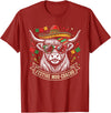 Cinco De Mayo Fiesta Moo Tees Vintage Highland Cow Cinco De Mayo Funny Retro Fiesta Design T-Shirt - Cranberry Red