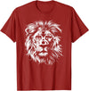 Älion. lion. Kids Unisex Black Lion Graphic Modern V-Neck T-Shirt - Cranberry Red