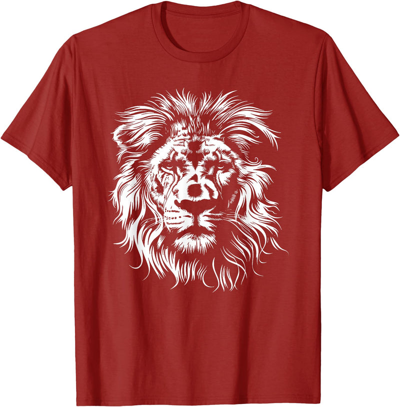 Älion. lion. Kids Unisex Black Lion Graphic Modern V-Neck T-Shirt - Cranberry Red