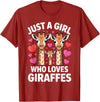 Giraffe Gift For Giraffe Lover Accessories & Stuff Cute Giraffe Art for Women Girls Giraffe Print Giraffe Lover T-Shirt - Cranberry Red