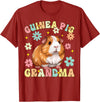 Guinea Pig Rodent Pet Owner Gifts Guinea Pig Grandma Groovy Guinea Pig T-Shirt - Cranberry Red