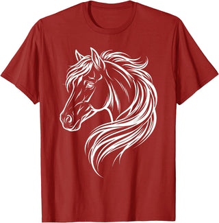 Horse Silhouette Farm Animal Graphic Horses Cute Horse Silhouette Art Equestrian Farm Animal Horse Lover T-Shirt - Cranberry Red