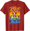 Aloha Animal Hawaii Flower Chain Hula Dance Art Hawaii Animal Haku Lei Grass Skirt Hula Dance Aloha Cow T-Shirt - Cranberry