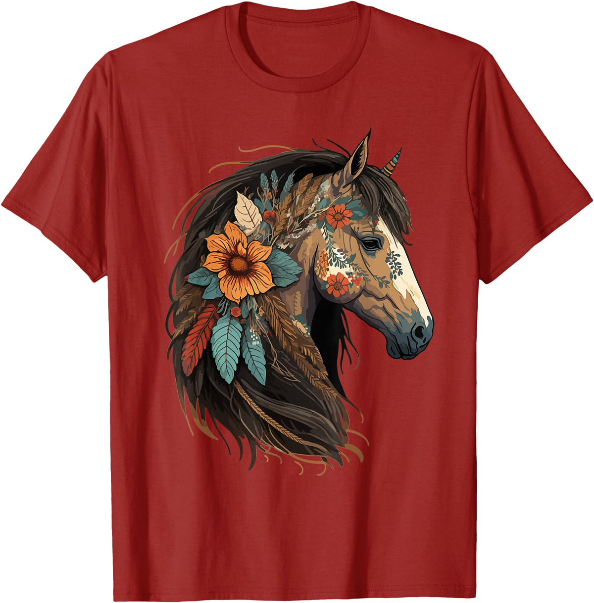 Just a girl who loves horses Co. Equestrian Horse Lover Western Cowgirl Horseback Riding T-Shirt - Cranberry Red