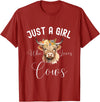 Just A Girl Who Loves Cows Tee Just a Girl Who Loves Cows Funny Cute Cow for Girls Women T-Shirt - Cranberry Red