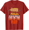 BBQ Season Smoke Meat Dad Grill Gifts Funny Saying Roasted Pig Rotisserie Pork Lover Food Pun Tee T-Shirt - Cranberry Red