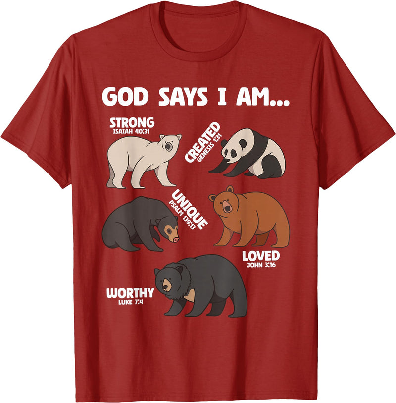 Christian Bears Lover Gift God Says I Am Bears Lover Men Women Christian T-Shirt - Cranberry Red